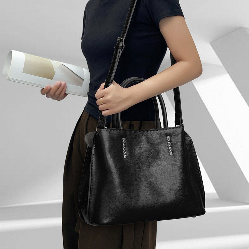 Women's Leather Multi-Compartment Crossbody Tote Bag | 10.4in – i7Bags