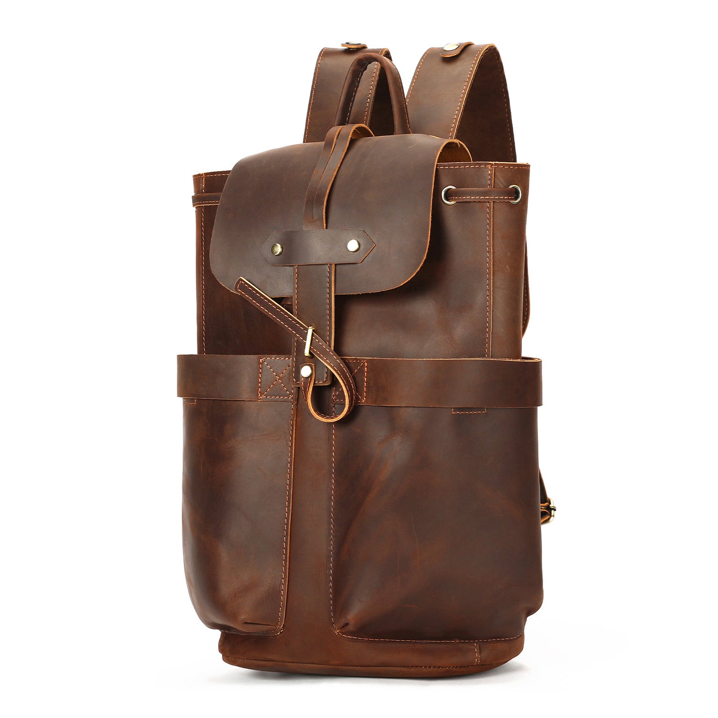 Men's Full Grain Leather Backpack 16.5" Laptop Travel Bag