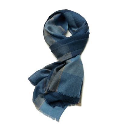 Men's Premium Cashmere Blue Gray Business Scarf 72.8in