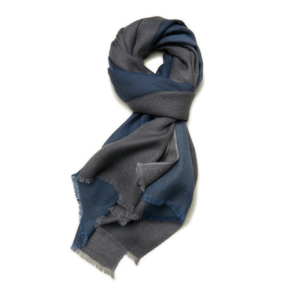 Men's Premium Cashmere Blue Gray Business Scarf 72.8in
