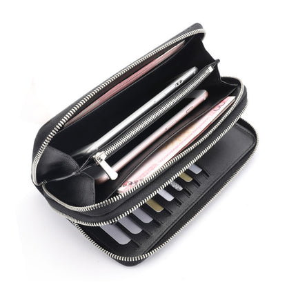 Luxury Crocodile Skin Long Wallet 8.7in Dual Zip Card Organizer