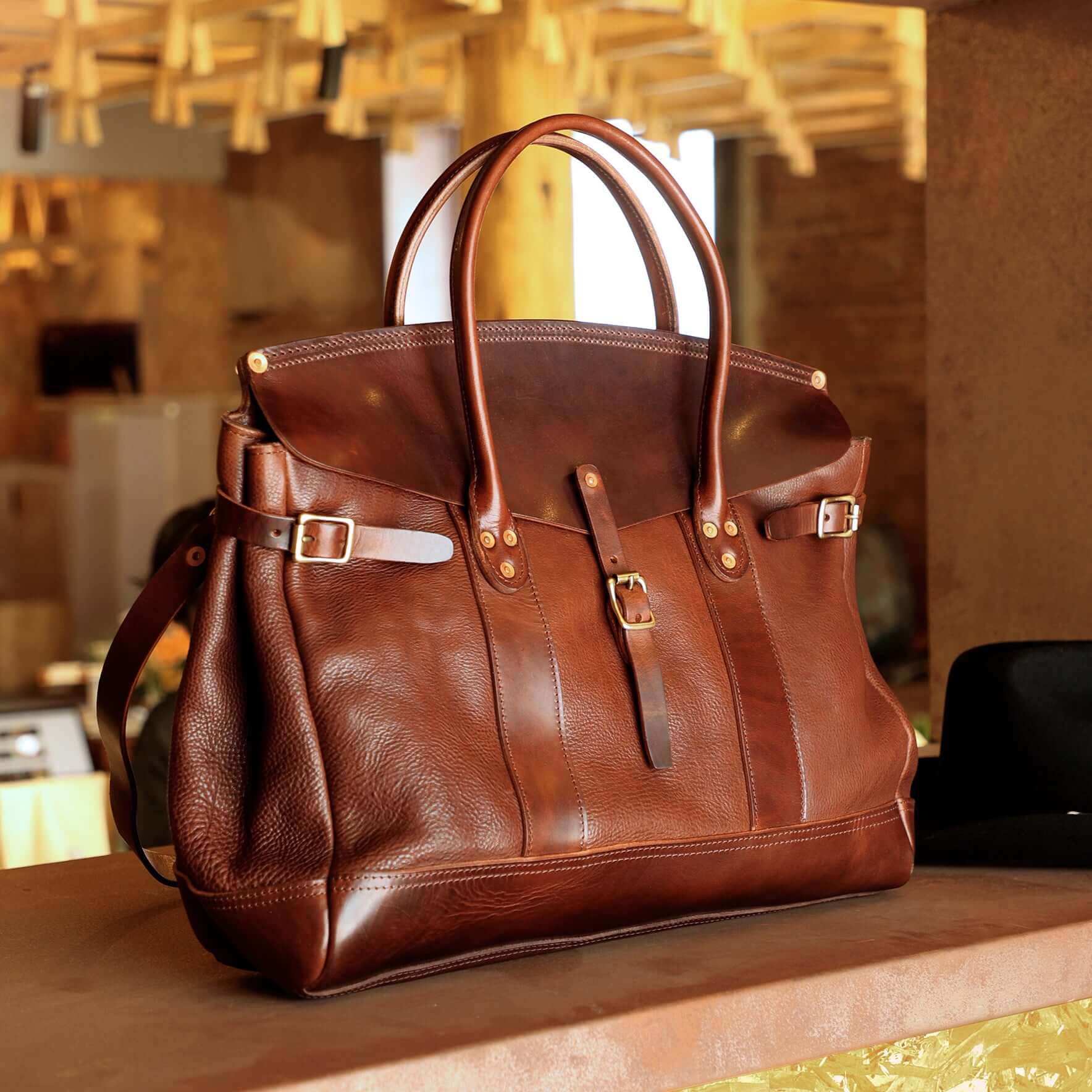 17 inch travel tote bag Italian Leather Travel Bag