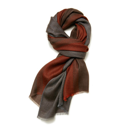 Premium Cashmere Red Gray Business Scarf 72.8in