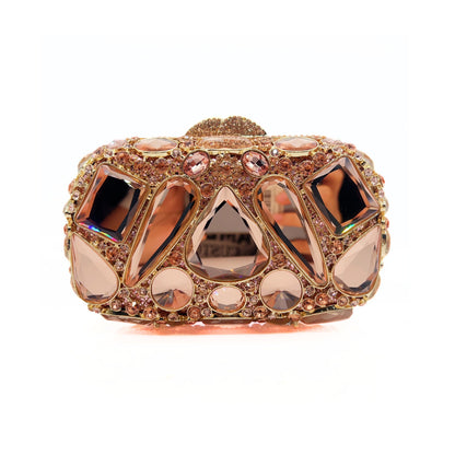 Rhinestone Evening Clutch Multi Color Jeweled Wedding Bag with beautiful gem design.