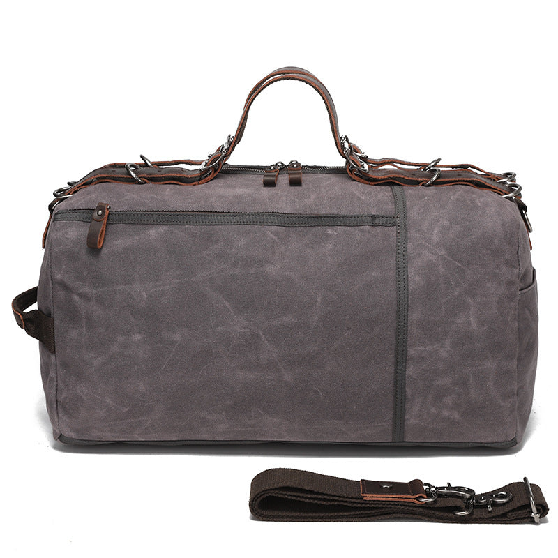 Waxed Canvas Leather Travel Bag Vintage Duffel Shoulder Bag 19.7in