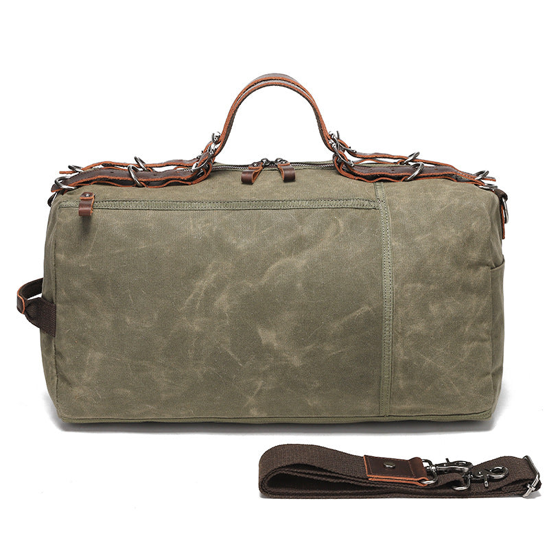 Waxed Canvas Leather Travel Bag Vintage Duffel Shoulder Bag 19.7in