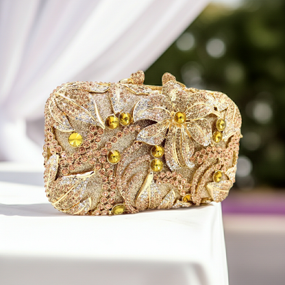 Clutch Purse For Wedding,Gold Rhinestone Clutch,Evening Bag,Rhinestone Clutch Purse,Luxury Rhinestone Clutch Purse,For Wedding