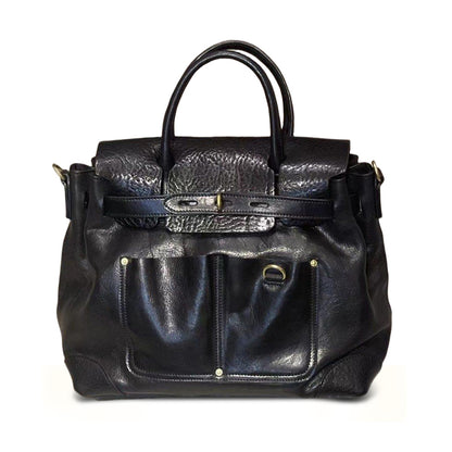 Vegetable-Tanned Leather Work Tote Laptop Briefcase Bag