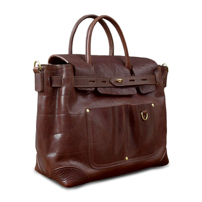 Vegetable-Tanned Leather Work Tote Laptop Briefcase Bag