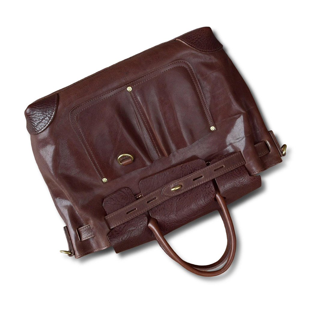 Vegetable-Tanned Leather Work Tote Laptop Briefcase Bag with structured design and premium full-grain leather.