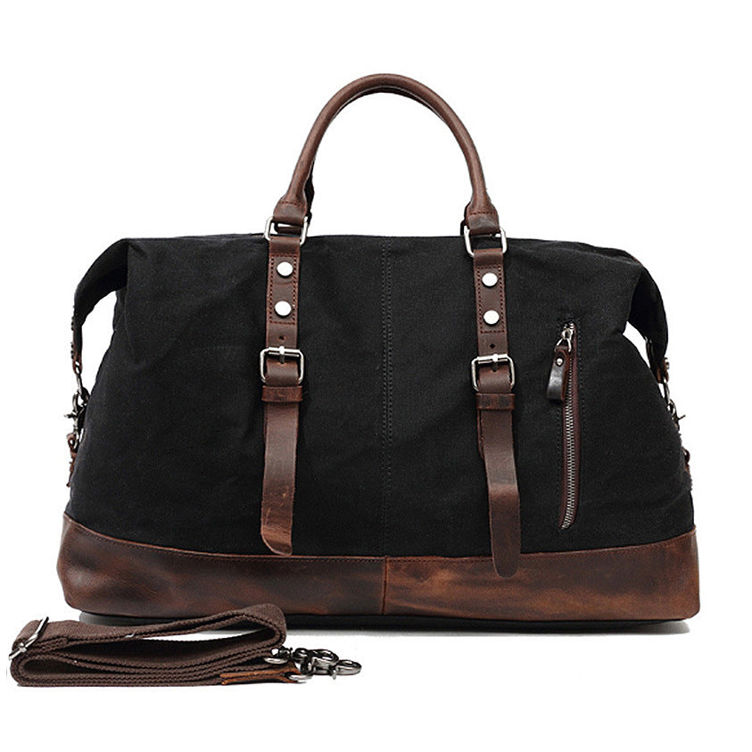 Large Waxed Canvas Travel Duffel Bag Leather Travel Duffle Luggage
