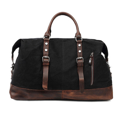 Large Waxed Canvas Travel Duffel Bag Leather Travel Duffle Luggage