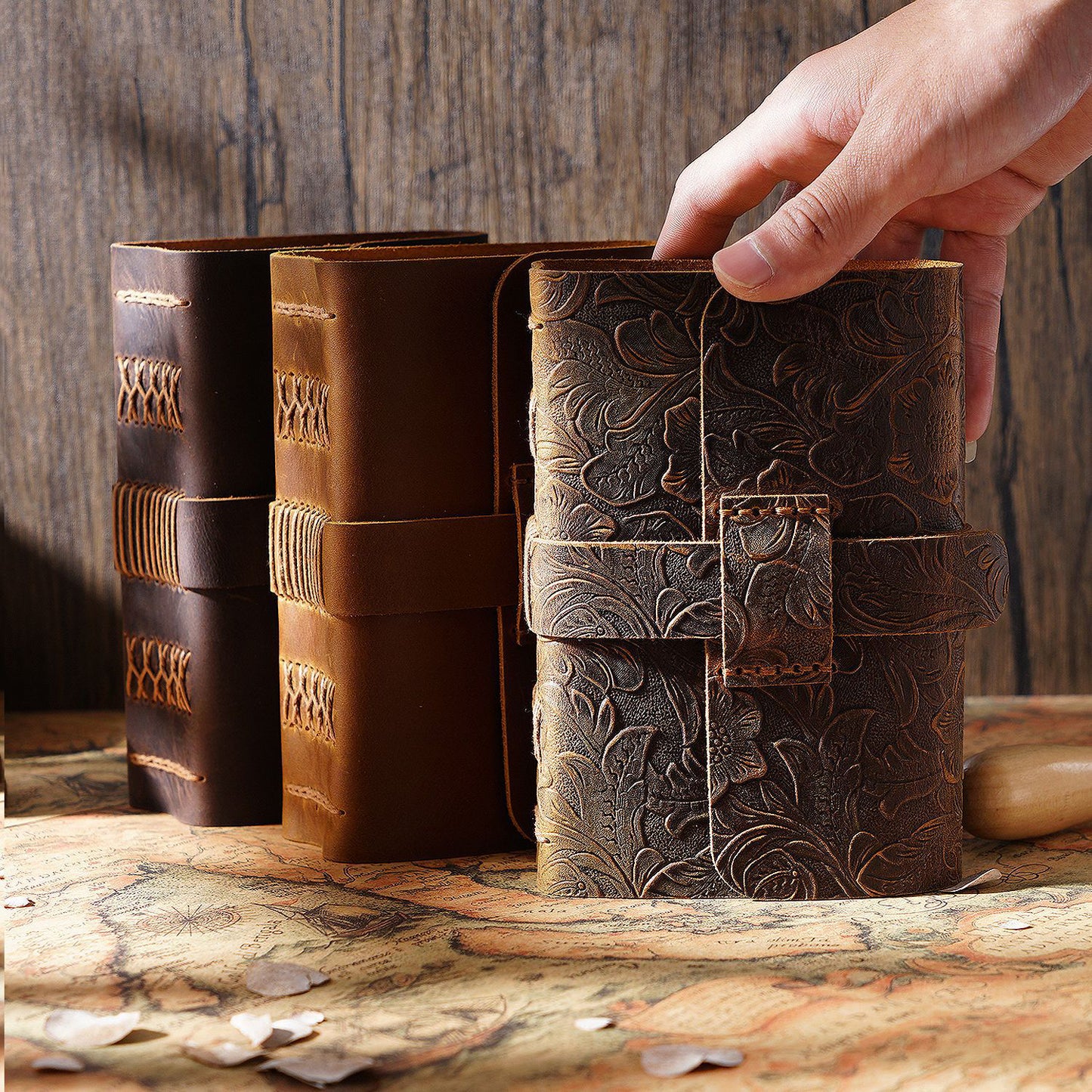 Handmade Leather Journal Thick Notebook Travel Diary Gift 6.5in