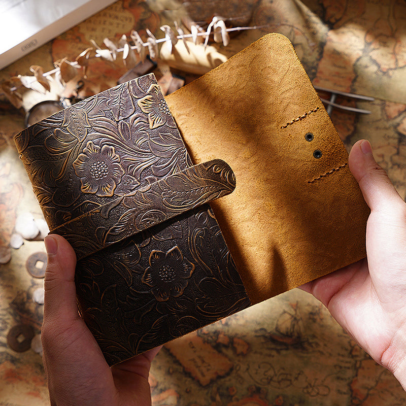 Handmade Leather Journal Thick Notebook Travel Diary Gift 6.5in