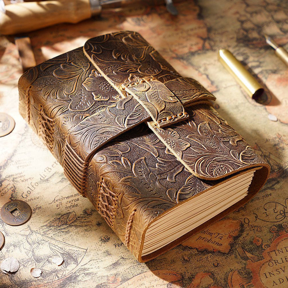 Handmade Leather Journal Thick Notebook Travel Diary Gift 6.5in