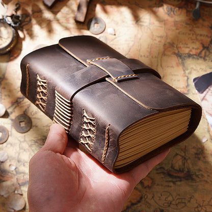 Handmade Leather Journal Thick Notebook Travel Diary Gift 6.5in