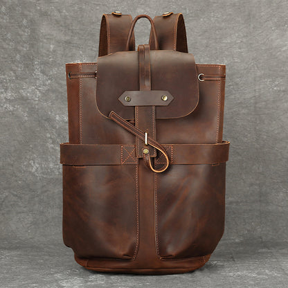 Men's Full Grain Leather Backpack 16.5" Laptop Travel Bag