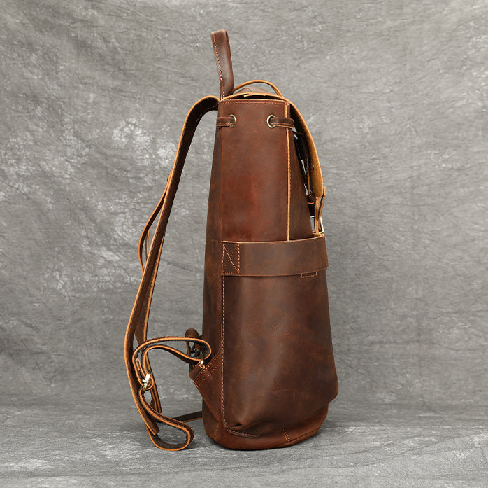 Men's Full Grain Leather Backpack 16.5" Laptop Travel Bag