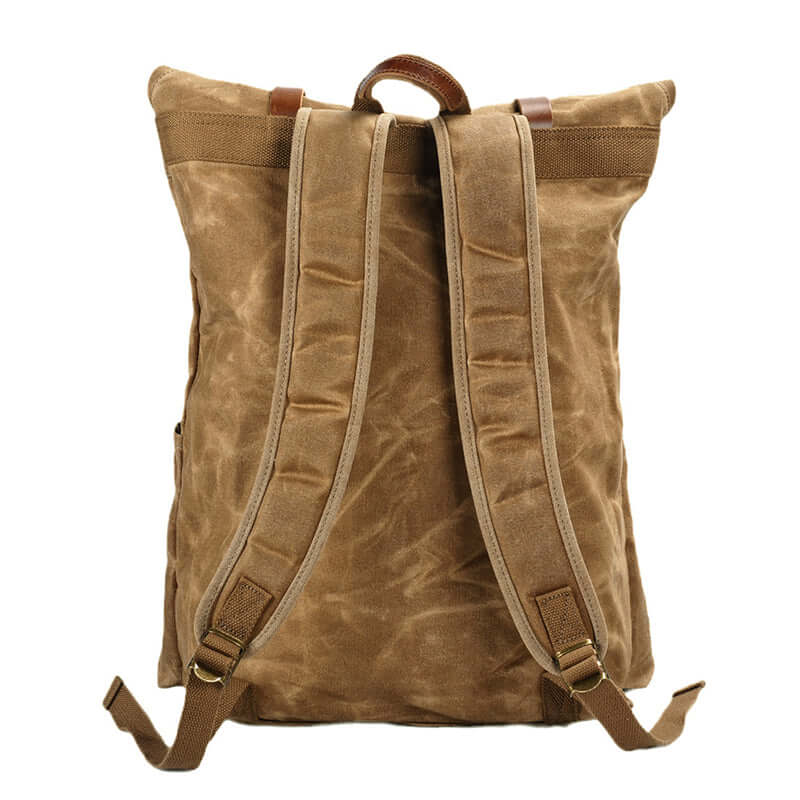 Vintage Waxed Canvas Leather Backpack Men Hiking Camping Rucksack Vintage Waxed Canvas Leather Backpack Men Hiking Camping Rucksack