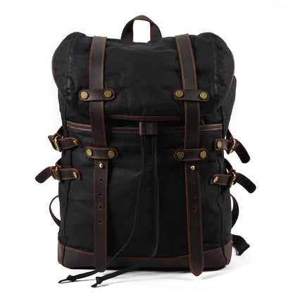 Canvas Backpack Men Waterproof Travel Rucksack Outdoor Bag 17.7in