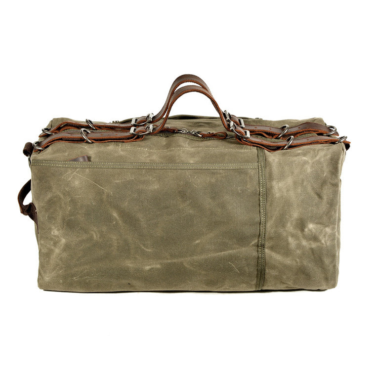 Waxed Canvas Leather Travel Bag Vintage Duffel Shoulder Bag 19.7in