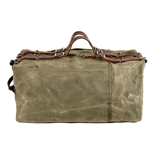 Waxed Canvas Leather Travel Bag Vintage Duffel Shoulder Bag 19.7in