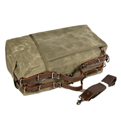 Waxed Canvas Leather Travel Bag Vintage Duffel Shoulder Bag 19.7in
