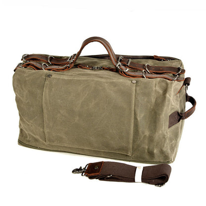 Waxed Canvas Leather Travel Bag Vintage Duffel Shoulder Bag 19.7in