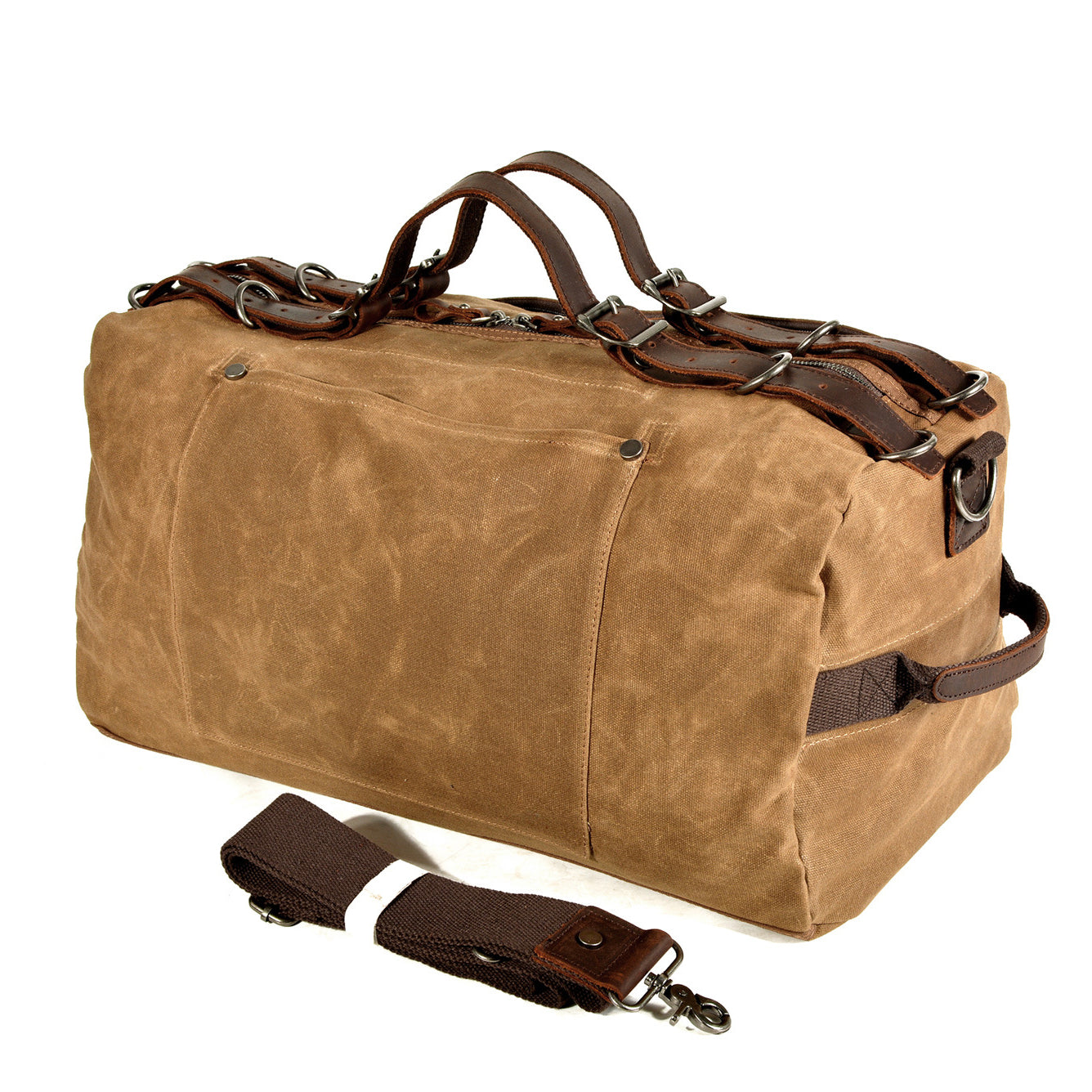 Waxed Canvas Leather Travel Bag Vintage Duffel Shoulder Bag 19.7in