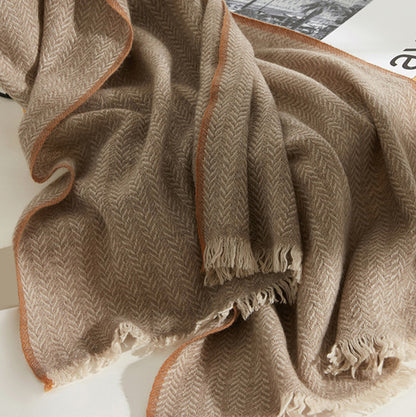 Women’s Luxury Herringbone Cashmere Winter Scarf Shawl 74.8in
