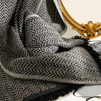 Women’s Luxury Herringbone Cashmere Winter Scarf Shawl 74.8in
