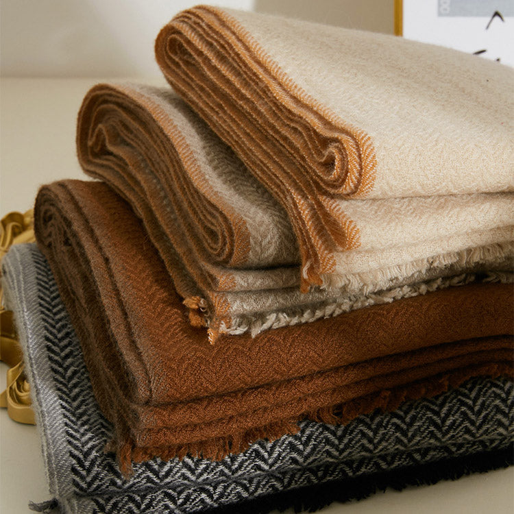 Women’s Luxury Herringbone Cashmere Winter Scarf Shawl 74.8in