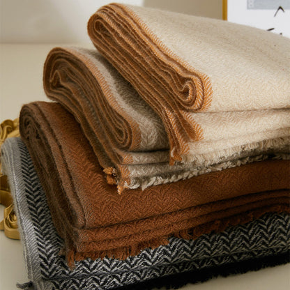 Women’s Luxury Herringbone Cashmere Winter Scarf Shawl 74.8in