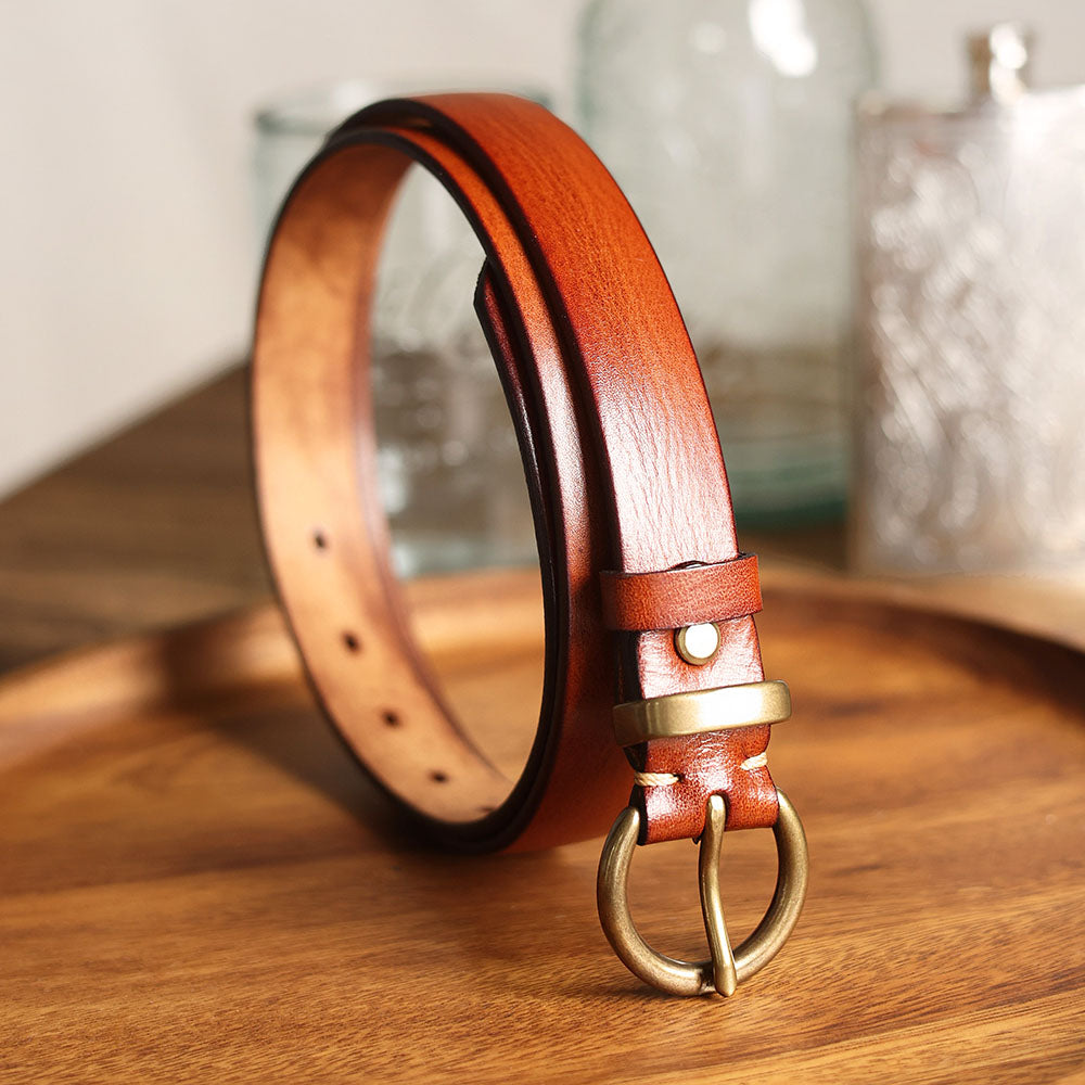 Women's Handmade Italian Vegetable-Tanned Leather Belt