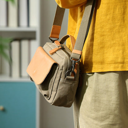 Women's Mini Canvas Leather Crossbody Bag