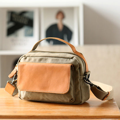 Women's Mini Canvas Leather Crossbody Bag