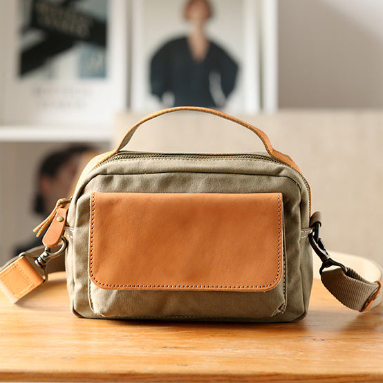 Women's Mini Canvas Leather Crossbody Bag