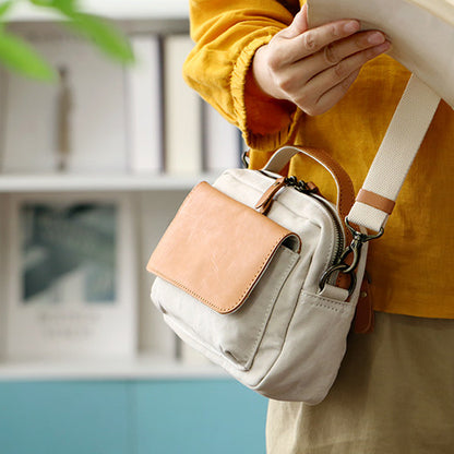 Women's Mini Canvas Leather Crossbody Bag