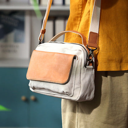 Women's Mini Canvas Leather Crossbody Bag