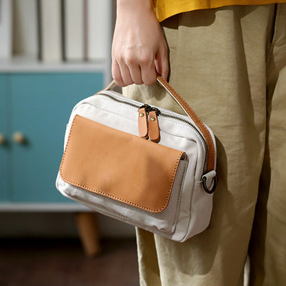 Women's Mini Canvas Leather Crossbody Bag