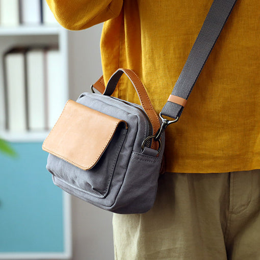 Women's Mini Canvas Leather Crossbody Bag