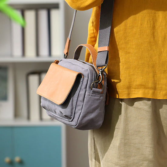 Women's Mini Canvas Leather Crossbody Bag