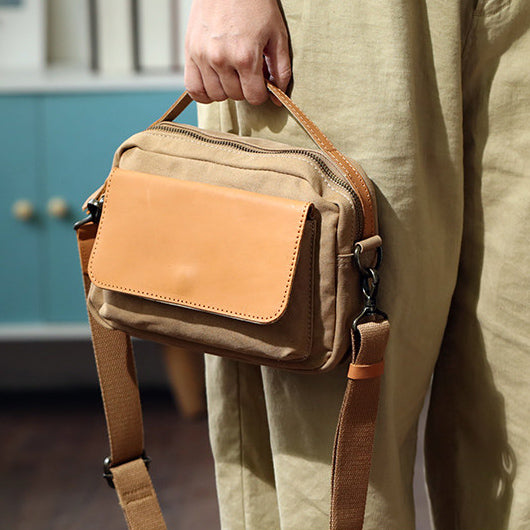 Women's Mini Canvas Leather Crossbody Bag