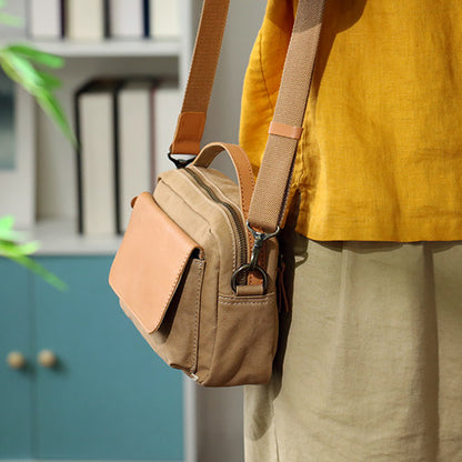 Women's Mini Canvas Leather Crossbody Bag