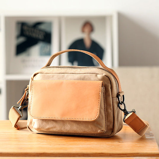 Women's Mini Canvas Leather Crossbody Bag