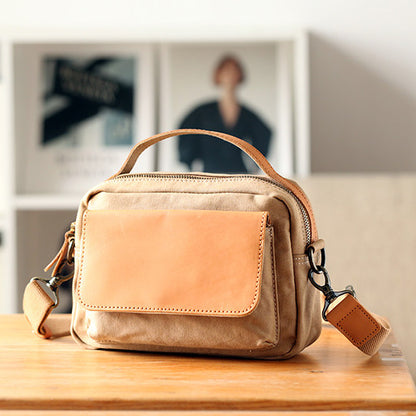 Women's Mini Canvas Leather Crossbody Bag