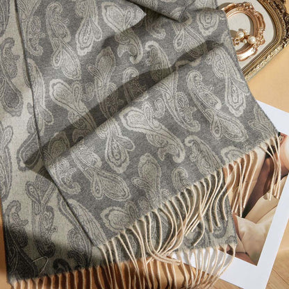 Women's Pure Cashmere Reversible Paisley Jacquard Scarf 74.8in