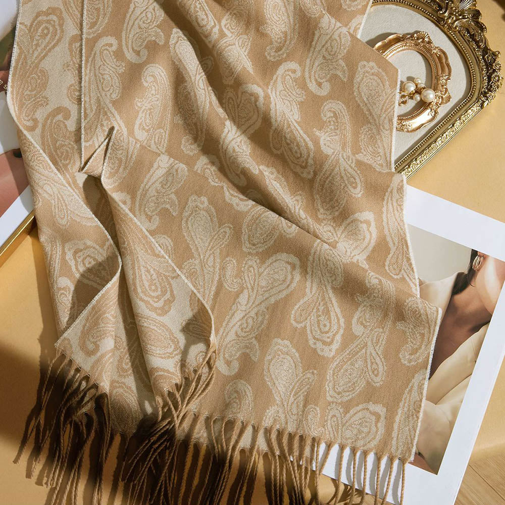 Women's Pure Cashmere Reversible Paisley Jacquard Scarf 74.8in