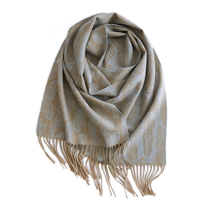 Women's Pure Cashmere Reversible Paisley Jacquard Scarf 74.8in