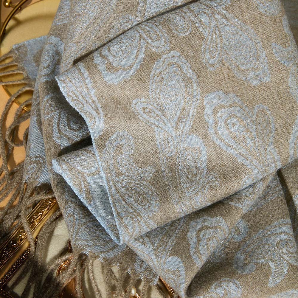 Women's Pure Cashmere Reversible Paisley Jacquard Scarf 74.8in
